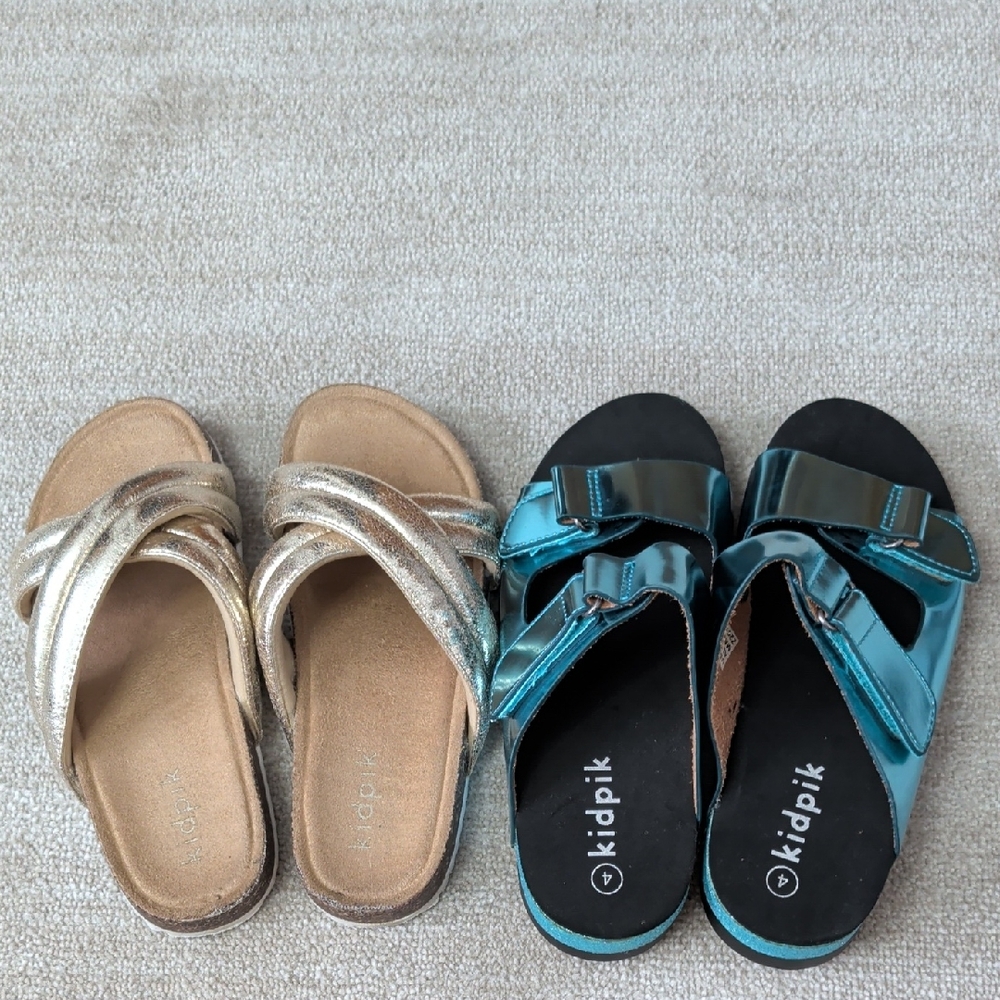 Kidpik Gold and Blue Sandals Set